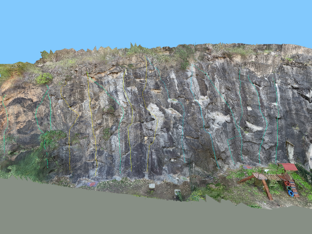 Visão 3D da parede CE Anibal Moreira com vias de escalada