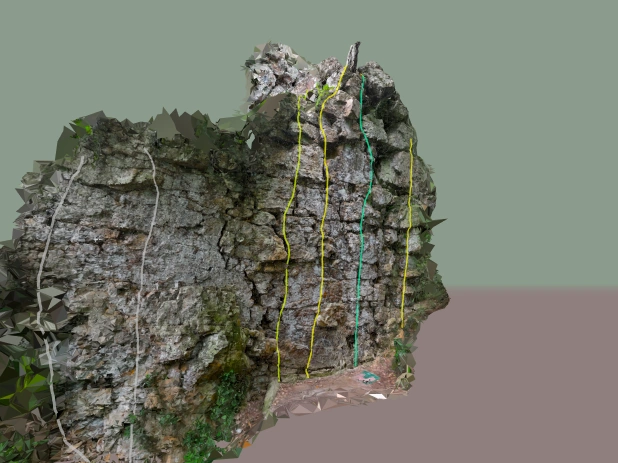 Visão 3D da parede CE Paineiras com vias de escalada